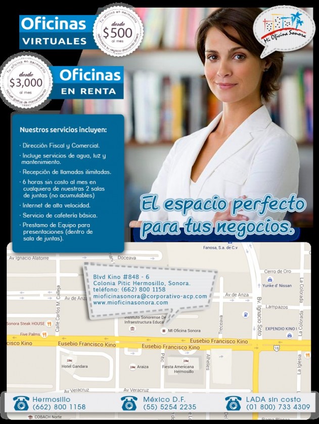 Oficinas virtuales en Hermosillo en Hermosillo, Sonora 