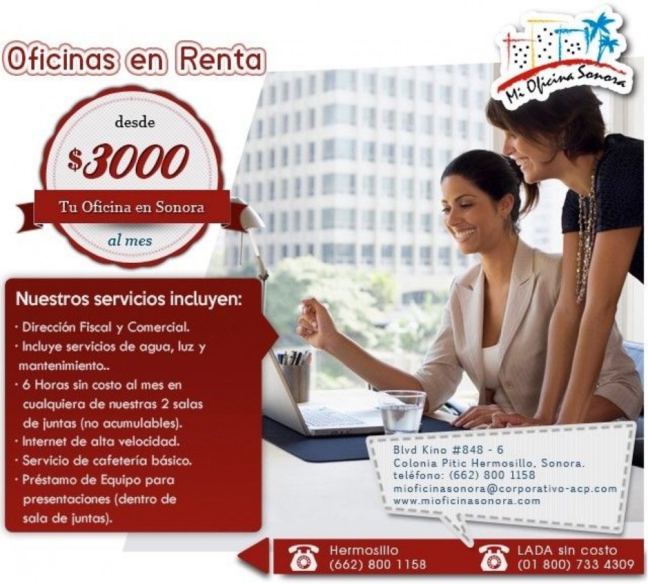 Renta de oficinas en Hermosillo, 3000 mxn mensual en Hermosillo, Sonora 
